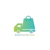 delivery logo with a shopping theme to make it easier and faster to get to the customer's place vector