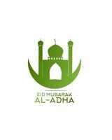 Eid al-Adha symbols or banners in the Hajj season are commemorated by slaughtering or sacrificing animals such as camels, sheep, cows, and goats vector