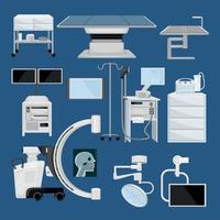 Medical Operating Room Equipment Color Set vector