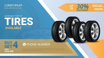 Tires Available Realistic Horizontal Illustration vector