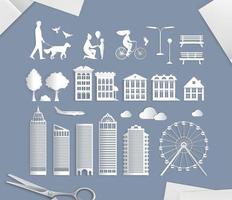 Paper City Elements Composition vector