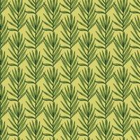 Palm leaves seamless pattern. Tropical branch in engraving style. vector