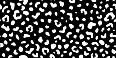 Leopard skin seamless pattern on black background. Retro savannah animals in engraving style. vector