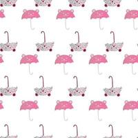 Bear umbrella seamless pattern. Funny characters background. vector