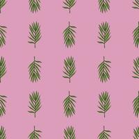 Palm leaves seamless pattern. Tropical branch in engraving style. vector