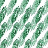 Palm leaves seamless pattern. Tropical branch in engraving style. vector