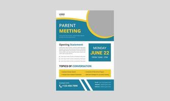 Parent meeting flyer template design. Parent support flyer poster leaflet design. a4 size, flyer, cover, poster, brochure, print-ready vector