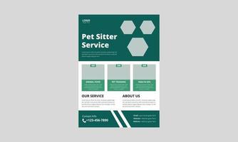 Pet care flyer template design. Best Pet Care Service flyer poster leaflet template. A4 size, cover, poster, flyer, design vector