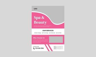 Spa, beauty, and massage flyer design template. Beauty spa hair salon print ready flyer template design. leaflet,  a4 size, flyer, cover, poster, brochure design vector