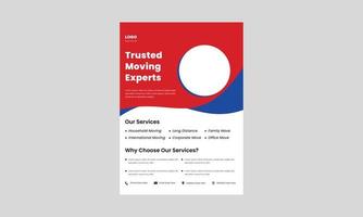 trusted moving experts flyer design template. moving service flyer design in red color. moving made easy and simple flyer design. vector