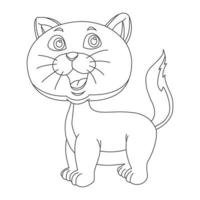 esquema de página para colorear de ilustración de vector de dibujos animados de página para colorear de animales de gato lindo