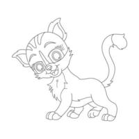 Coloring Page Outline of Cute Cat Animal Coloring Page Cartoon Vector Illustration