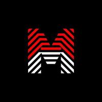 Abstract Letter M Line. Transition color linear logo. Linear modern lettering lines. Font alphabet template. Set logo thin line clean style, black background. vector