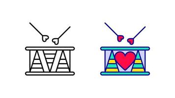 Modern heart drum icon set. Drum from modern wedding icons. Linear and colored icon ready template. Download the simple linear wedding drum vector. white background. vector
