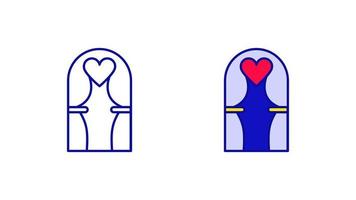 Modern heart marriage place icon set. Modern simple honeymoon, marriage and wedding. Linear and colored icon ready template. Download the simple linear wedding crown vector. white backgrou vector