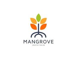 logotipo de árbol de mangle moderno y colorido con hojas vector