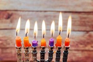 festividad judía estrella de david hanukkah menorah foto