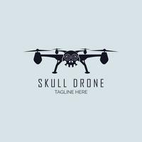silueta de vector de diseño de plantilla de logotipo de cámara de drone de cráneo para marca o empresa y otros