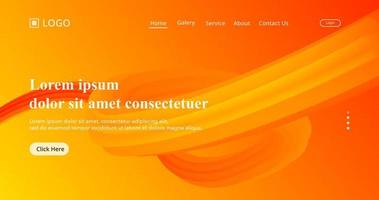 abstract orange fluid wave gradient background, modern and clean landing page concept vector
