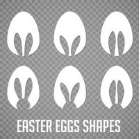 Easter eggs shapes with bunny ears silhouette - set vector