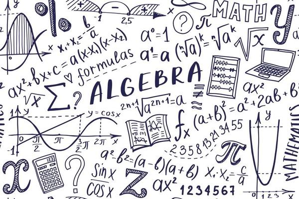 Maths symbols icon set. Algebra or mathematics subject doodle design. Education and study concept. Back to school background for notebook, not pad, sketchbook. Hand drawn illustration.