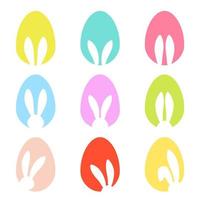 Bunny ears and Easter eggs shapes silhouette - big icon set. Traditional Easters symbol. Vector