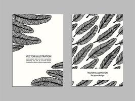 Hand drawn feathers set vector