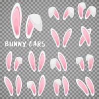 Rabbit ears collection for Easter. Set of masks isolated on white. Vector illustration