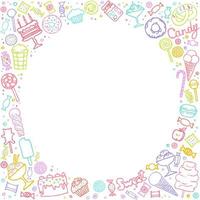 candy and sweet doodle set, vector illustration