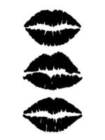 Set of black lips shapes on white vector