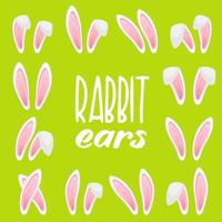 Rabbit ears collection for Easter. Set of masks isolated on white. Vector illustration
