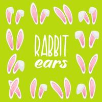 Rabbit ears collection for Easter. Set of masks isolated on white. Vector illustration