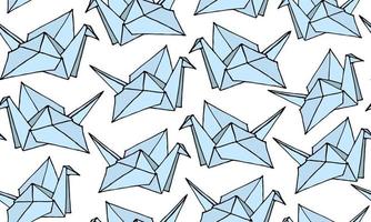 patrón sin costuras con pájaros de origami dibujados a mano. vector