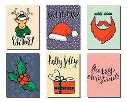 Doodle Christmas cards set. Vector illustration