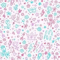Girl power vector seamless pattern. Pop art background