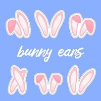 Rabbit ears collection for Easter. Set of masks isolated on white. Vector illustration