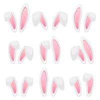 colección de orejas de conejo para pascua. conjunto de máscaras aisladas en blanco. ilustración vectorial vector