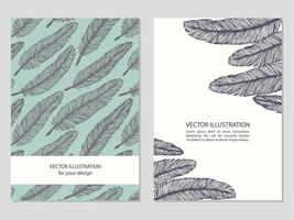 Hand drawn feathers set vector