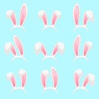 Rabbit ears collection for Easter. Set of masks isolated on white. Vector illustration