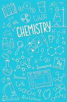 Chemistry symbols icon set. Science subject doodle design. Education and study concept. Back to school sketchy background for notebook, not pad, sketchbook. vector