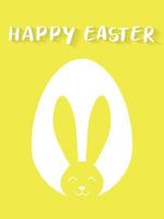 Happy Easter card or poster with cute egg and bunny ears silhouette on pastel background. Simple minimalistic design. Vector