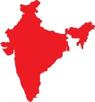 Red colored India outline map. Political indian map. Vector illustration
