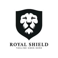 Lion shield logo design template vector