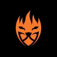 Lion fire logo design template vector