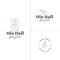 Beautiful hand drawn botanical leaves logo template vector