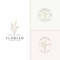 Minimalist botanical badge logo collection vector