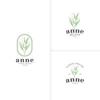 Simple hand drawn botanical logo template vector