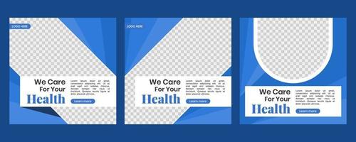 Set social media medical post design template vector