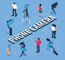 Phone Camera Isometric Flowchart vector