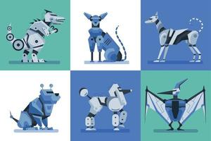 conjunto de composiciones de robots animales vector